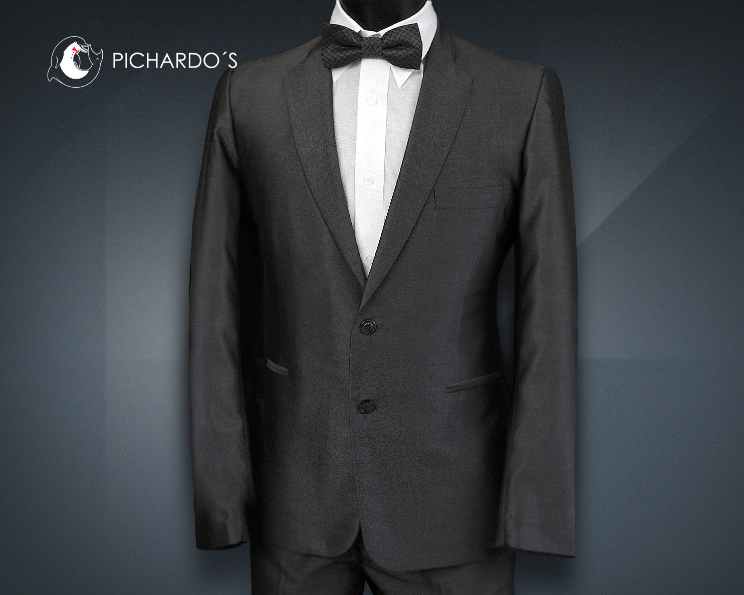Traje gris satinado oscuro